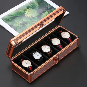 फैक्टरी 5 स्लॉट एल्यूमीनियम घड़ी उपहार बॉक्स एल्यूमीनियम घड़ी भंडारण बॉक्स के लिए पुरुषों और महिलाओं