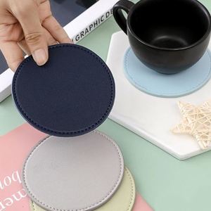 Wholesale Thick Pu Table <b>Cup</b> <b>Mat</b> Blank Leather Durable Non-Slip Waterproof 10Cm Size Coaster - Product Image 4