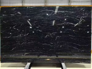 Losas de Granito Negro Jet Mist de Lactea Via Brazil para Encimeras de Cocina con Vetas Blancas y Negras, Granito Snow - Product Image 2