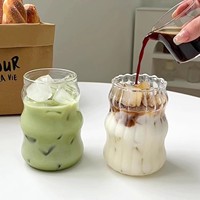 Vaso de Vidrio de Borosilicato de Pared Simple Personalizado para Café, Vasos Ondulados para Beber, para Restaurante