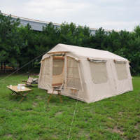 Tente de camping de luxe pour l'extérieur, 13,68 m², tissu Oxford, glamping pour 3-4 personnes, tente de camping gonflable, imperméable