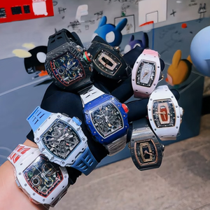 Reloj Mecánico Automático con Esqueleto de Fibra de Carbono Estilo RM, Reloj Deportivo para Hombre con Esfera de Cristal de Zafiro y Correa de Goma - Product Image 4