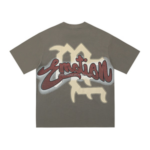 Camiseta Casual de Algodón de 260g para Hombre, Diseño <span class=keywords><strong>Vintage</strong></span>, Transpirable, Ecológica, con Estampado de Pulpo Alienígena de Emociones Mixtas, Talla Grande - Product Image 3