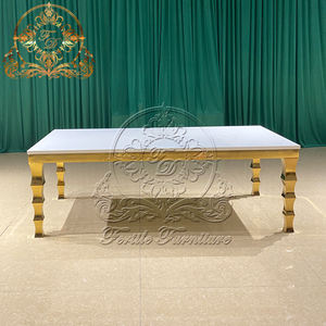 Mesa de <span class=keywords><strong>Comedor</strong></span> Rectangular de Metal para Eventos, Bodas y Fiestas, Muebles de Lujo Estándar, 120x80, Moderna, para Cocina, para 8 a 10 Personas - Product Image 4