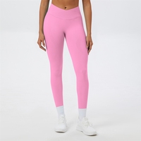 Celana Yoga Seamless Pinggang Silang Eropa dan Amerika, Pengangkat Pinggul, Pengencang Perut, untuk Fitness, Bersepeda, Lari, Olahraga Wanita