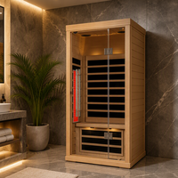 Ruang Sauna Uap Basah Inframerah Jauh Kayu Solid Hemlock/Cedar Merah dengan Panel Kontrol Komputer, Jendela Transom, Garansi 1 Tahun, dan Steker Listrik