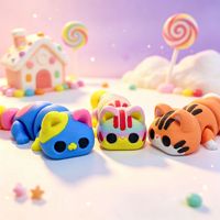 Modèle d'animal chat Frankie imprimé en 3D, figurine de chaton chenille articulée, jouet de bureau anti-stress en gros