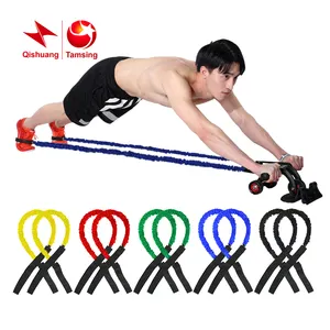Fitness Ab Abdominal Roller With Resistance Bands Latex TPE Exercise Resistance Tube Double Wheel Roller Assist Strap