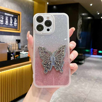 Étui de luxe en TPU effet papier brillant Africa Transsion pour Itel A50C/P65 4G/A80/A50/P55 4G/A70 Chrome avec support et motifs papillon