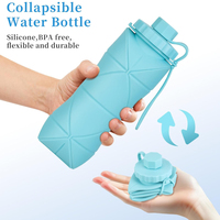 600ml course randonnée Camping Sport pliable flacon souple Silicone pliant bouteille d'eau gobelet