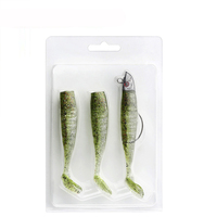 100mm/120mm Bionic Caoutchouc Corps Souple Appât Artificiel Noir Minnow Shad Leurre avec Métal PVC Jig Head pour Rivière Lac Mer Pêche