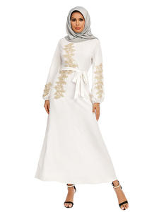 Fornitura di fabbrica manica lunga 6 colori appliqued design abaya <span class=keywords><strong>abbigliamento</strong></span> islamico con <span class=keywords><strong>perla</strong></span> e cintura musulmano abito <span class=keywords><strong>donna</strong></span> - Product Image 4