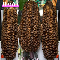 Perruques brutes bouclées Pixie Birmanes en gros, perruque frontale HD Lace Deep Wave couleur P4/27 avec mèches, perruques frontales HD Lace 13x6 en cheveux humains