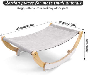 3-em-1 cama de árvore de gato de madeira com Swing & Hammock Indoor Cat <span class=keywords><strong>Scratcher</strong></span> Sofá com plataforma permanente Mobiliário de gato com economia de espaço - Product Image 3