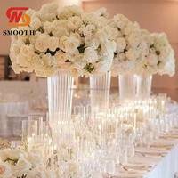 Vase en verre transparent classique lisse de 30 pouces, porte-fleurs de mariage, vase en verre ondulé pour la décoration de centre de table de mariage