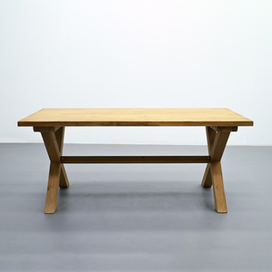 Old Teak <b>Table</b> with X-Legs, Reclaimed Wood <b>Table</b> with Natural Weathered Texture for Sustainable Dining Room and Garden - Product Image 3