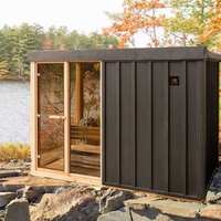 Sauna infrarouge extérieur durable en bois massif pour 4 à 6 personnes, chauffage électrique, idéal pour la détente dans le jardin ou comme spa de villa.