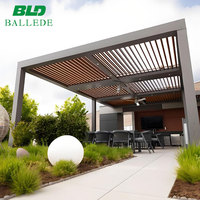 Pergola extérieure moderne de luxe en aluminium avec toit à lames orientables imperméable, pergola de jardin en métal