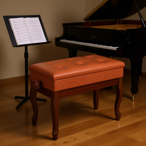 Silla Ajustable para Músico, Banco de Piano de Madera de 3 Pulgadas con Cojín Acolchado, Taburete Resistente con Almacenamiento para Músicos - Product Image 2