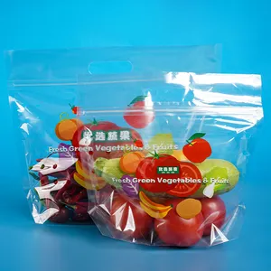 Prix usine transparent OPP PE fermeture éclair antibuée personnalisé fruits légumes frais conservation sac d'emballage en plastique avec trou