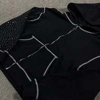 Sweat à capuche zippé pour homme avec empiècements, logo personnalisé, surpiqûres contrastées, manches longues, streetwear, coupe courte, imprimé et brodé