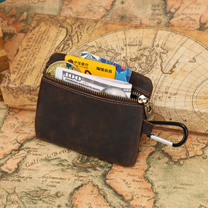 กระเป๋าใส่เหรียญหนังแท้ ที่ใส่กุญแจ กระเป๋าคาดเอวขนาดเล็กอเนกประสงค์ สีทึบ สีแดงไวน์ - Product Image 2