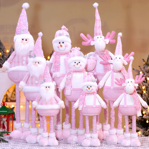 ตุ๊กตาคริสต์มาสสีชมพูขนาดใหญ่ ตุ๊กตาซานตาคลอส ตุ๊กตาหิมะ ตุ๊กตาเรนเดียร์ ของเล่นตกแต่งคริสต์มาสแบบยืดหดได้ - Product Image 1