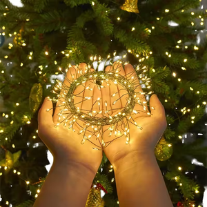 <span class=keywords><strong>Guirlande</strong></span> Cluster Amber <span class=keywords><strong>Led</strong></span> <span class=keywords><strong>Micro</strong></span> Wire Copper Dewdrop Christmas Decorative Fairy String Lights for Decoration - Product Image 1