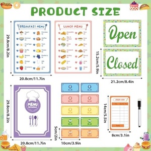 Ensemble <span class=keywords><strong>de</strong></span> menus <span class=keywords><strong>de</strong></span> restaurant pour jeu d'imitation, blocs <span class=keywords><strong>de</strong></span> commandes <span class=keywords><strong>de</strong></span> repas pour cuisine et restaurant, accessoire <span class=keywords><strong>de</strong></span> jeu <span class=keywords><strong>de</strong></span> rôle pour tout-petits filles et garçons, cadeau d'anniversaire - Product Image 2
