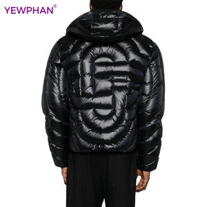 Gran oferta 2025, ropa de <span class=keywords><strong>calle</strong></span> de marca de moda, chaqueta acolchada brillante, abrigos impermeables negros brillantes - Product Image 3