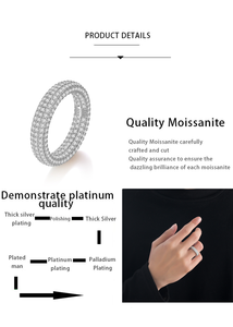 Fabrik Großhandel Sterling Silber Full Iced Moissan ite Rhodium 18 Karat vergoldet Moissan ite Ringe Hip Hop Style für Frauen Männer - Product Image 6