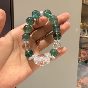 Pulsera de cuentas curativas de 14mm de diámetro al por mayor Natural White Ghost Green <span class=keywords><strong>Asai</strong></span> Clear Dew Ice Acero inoxidable Little Steady - Product Image 3