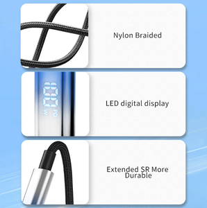 Cable de Datos de Carga Rápida de 2 Metros con Trenzado de Nailon Degradado, PD 100W, 5A, Tipo-C, con Pantalla LED de Energía, Compatible con Android e iOS, Venta al Por Mayor - Product Image 6
