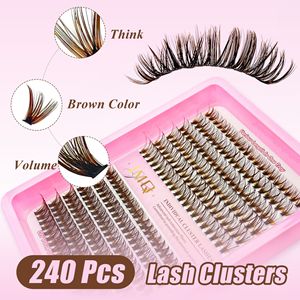 Jmq Individual <b>Cluster</b> <b>Lashes</b> 10 16mm D Curl Brown Synthetic False Eyelashes For Diy Extensions - Product Image 4