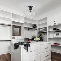 Plafonnier rond semi-encastré SIMIG de style rustique industriel avec abat-jour en verre transparent pour salle de bain, cuisine, hall d'entrée