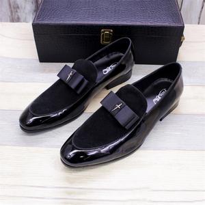 Zapatos de vestir Oxford hechos a mano de lujo para hombre, zapatos de charol genuino + gamuza, zapatos de boda con lazo de retazos, zapatos de boda para hombre, venta al por mayor - Product Image 1