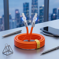 Cable de Datos Gaming de 1 Metro con Doble Curva y Rotación de 180°, Carga Rápida PD Tipo-C a Tipo-C, Compatible con Smartphones de 60W 3A, con LED