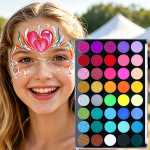 Lot de 40 couleurs de peinture corporelle et faciale professionnelle néon mate nacrée scintillante, hypoallergénique, application facile, anti-bavures - Product Image 1