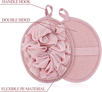 Éponges de bain exfoliantes douces en loofah avec sangle élastique pour la douche, serviette de lavage corporel pour un nettoyage doux de la peau