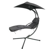 Chaise longue suspendue d'extérieur en acier courbé avec balançoire flottante détachable et auvent intégré