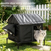 Nichoir extérieur surélevé pour chat NCI PET avec doublure en aluminium, abri pour animaux de compagnie imperméable et résistant à la pluie pour l'hiver, pour chats errants