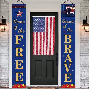 Bannière patriotique <span class=keywords><strong>de</strong></span> bienvenue pour le 4 juillet, avec feux d'artifice et ballons, pour la véranda, bannières suspendues pour le Memorial Day, couplets pour le Jour <span class=keywords><strong>de</strong></span> l'Indépendance - Product Image 3