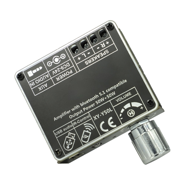 XY-Y50L Audio Digital Power Amplifier Board BT-Compatible 5.1 AUX USB Dual Channel 50W with Remote Control huakeshengyeic