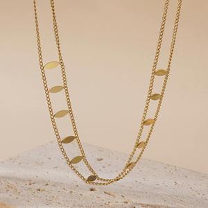 Collier pendentif marquise doré en acier inoxydable avec chaîne à maillons pour femme, bijoux de mode - Product Image 5