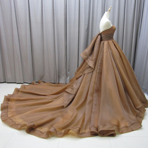 Robe de soirée longue en satin à épaules dénudées, robe de bal, robe de mariée, robe de fiançailles MZ0006 - Product Image 4