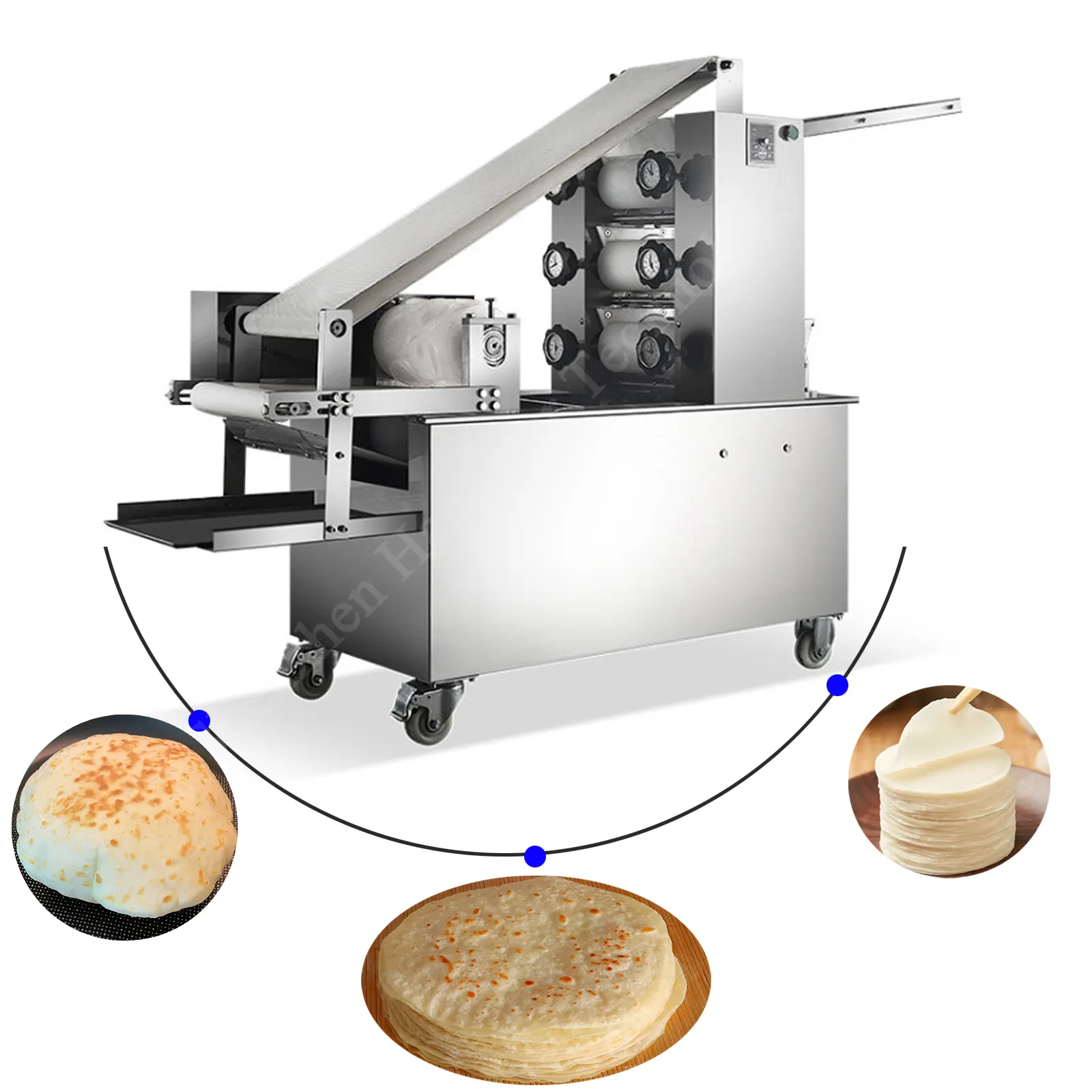 Gaz elektrikli fırın ile otomatik Pita ekmek yapma makinesi arapça Pita ekmek üretim hattı fiyat