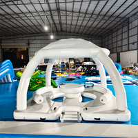 Isla Flotante Inflable Espaciosa con Toldo para el Sol, para Ocio en el Mar o Lago, Fiestas y Relajación