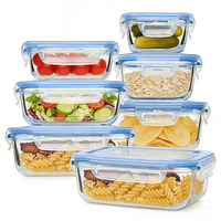 Boîte à lunch en verre hermétique en gros, lot de 3/4/5/6/7/8/9/10/15, contenants alimentaires en verre borosilicate, contenants en verre pour le stockage des aliments