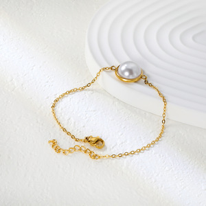 สร้อยข้อมือมุกสีขาวรูปไข่ เกรด AA ดีไซน์ทรงเรขาคณิต เหมาะสำหรับสวมใส่ทุกวัน เครื่องประดับสำหรับผู้หญิง - Product Image 3