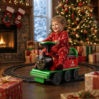 Train à pédales pour enfants de Noël avec rails, lumières, musique, jouets à encastrer, alimenté par piles, meilleur cadeau